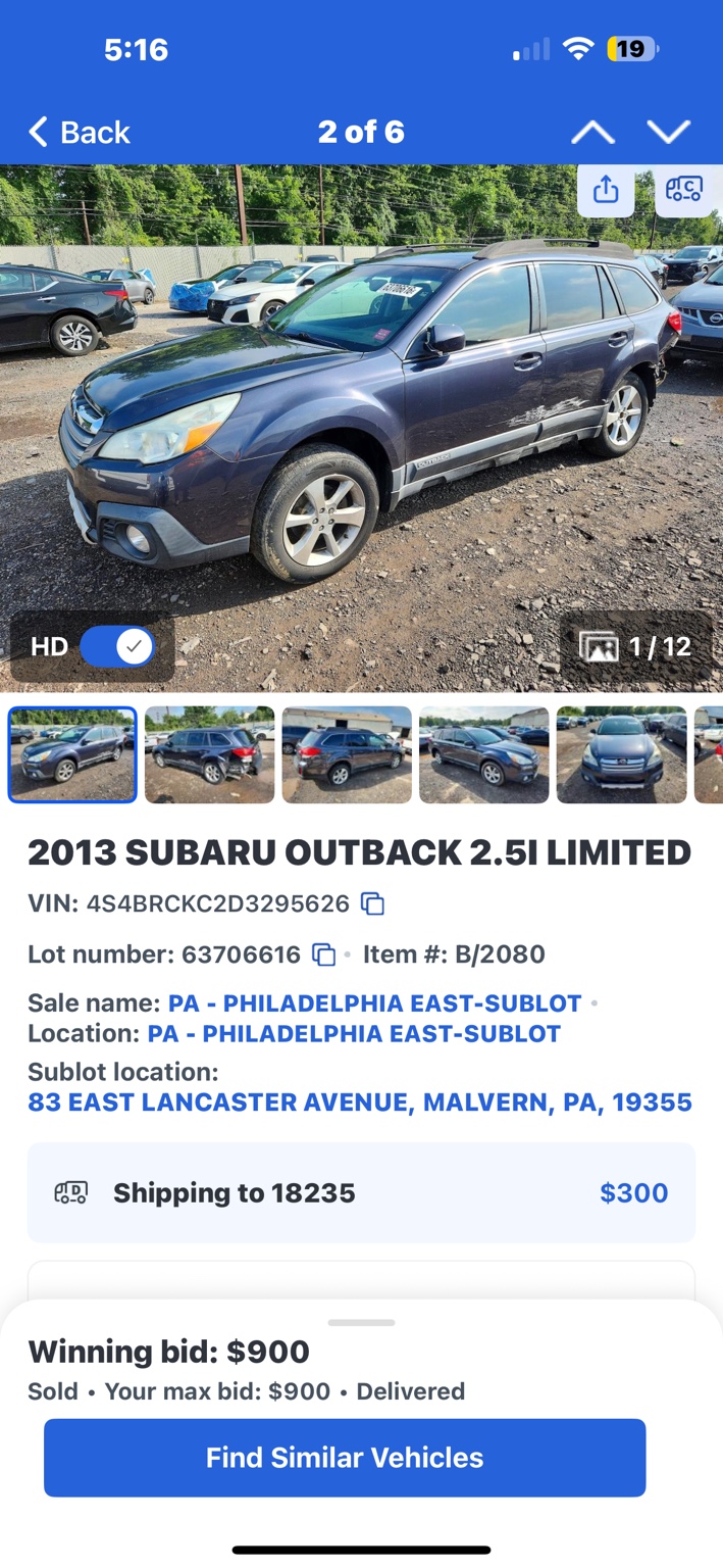 Blue 2013 Subaru Outback 2.5i Limited being parted out