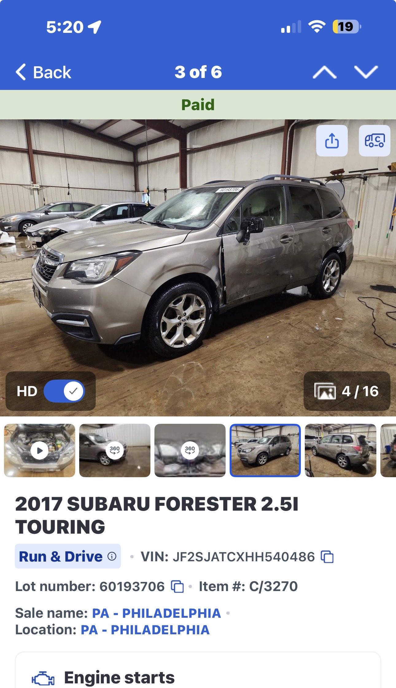 Tan 2017 Subaru Forester 2.5i Touring being parted out